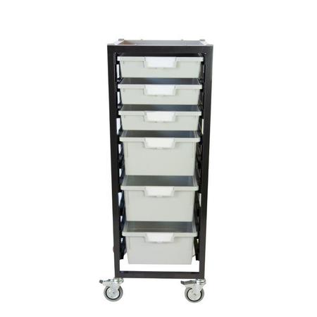 STORSYSTEM Commercial Grade Mobile Bin Storage Cart with 6 Gray High Impact Polystyrene Bins/Trays CE2097DG-3S3DLG